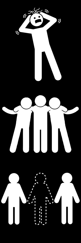 Pictures of different people expressing worry